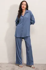 5858 Costume deux pièces en tricot - Indigo