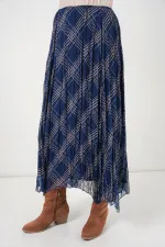 Women's Asymmetrical Chiffon Skirt 8056 - Navy Blue