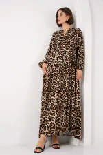 2423 Authentic Patterned Hijab Dress - E. Brown