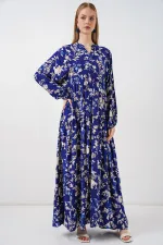 Women's Patterned Long Hijab Dress 2585 - E. Saks