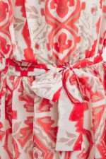 Robe en mousseline à manches zéro et à motifs 2501 - Rouge