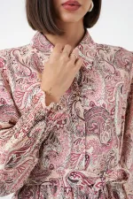 Robe hijab ceinturée pour femme 2589 - Rose