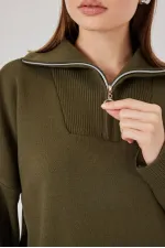 Women's Sweater Skirt Two Piece Set 15938 - Khaki