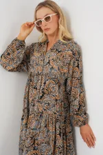 Robe hijab à motifs authentiques 2423 - Gris clair