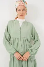 2527 Women's Long Hijab Dress - E.Green