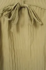 Kadın Önü Bağcıklı Uzun Kol Bluz 946 - Çağla