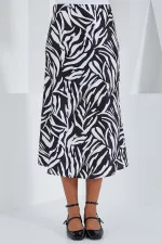 Jupe en satin à motifs noirs et blancs pour femme 15806