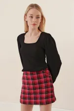 0442 Uzun Kollu Bluz - Siyah