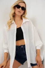 Chemise longue oversize pour femme 20320 - Blanc