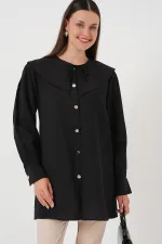 Women's Peter Pan Collar Long Tunic 5967 - Black