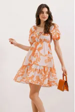 2351 Flared Poplin Dress - D. Orange