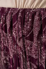 Kadın Asimetrik Tül Şifon Etek 8061 - Mürdüm