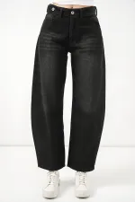 Kadın Yüksek Bel Kot Pantolon 30081 - Siyah