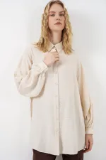 Women's Textured Oversize Tunic 5989 - Cream Women's Textured Oversize Tunic 5989 - Cream
