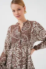 Robe hijab à motifs authentiques 2423 - Noire