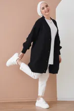 15768 Hijab Knitwear Cardigan - Black