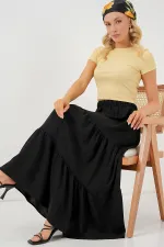 Kadın Ayrobin Uzun Etek 8048 - Siyah