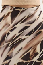 Kadın Desenli Saten Etek 15877 - Ekru