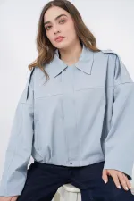 Blouson bomber en jean pour femme 0737 - Bleu