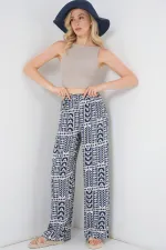 Kadın Desenli Viskon Pantolon 6749 - Krem