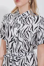 2213 Kısa Kol Viskon Elbise - Siyah