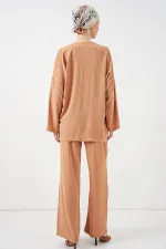 Women's Ayrobin Kimono Pants Two-Piece Set 6739 - Biscuit