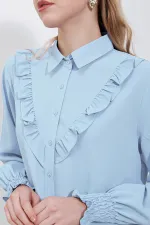 Chemise à manches longues à volants 20223 - Bleue
