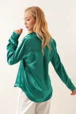 Chemise en satin fluide 3964 - Vert foncé