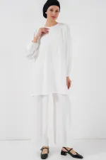 Ayrobin Tunik Pantolon Alt Üst Takım 6712 - Beyaz