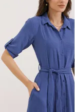 Women's Indigo Belted Shirt Dress 2442