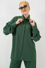 Ensemble hijab tricoté pour femme (haut et bas) 6711 - Vert émeraude