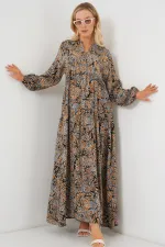 Robe hijab à motifs authentiques 2423 - Gris clair