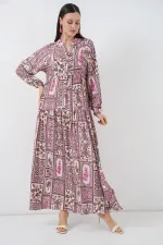 Robe longue hijab à motifs pour femme 2585 - A.Pudra