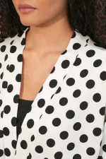 Women's Knitted Polka Dot Kimono 5996 - White