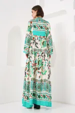 Robe hijab à motifs authentiques 2423 - Verte
