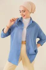 103901 Chemise hijab basique oversize - Indigo