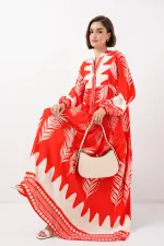 Robe hijab à motifs authentiques 2423 - Taille M, rouge