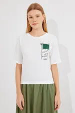 T-shirt basique en maille imprimée 911 - Vert