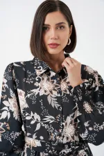 Robe hijab ceinturée pour femme 2589 - Noir foncé