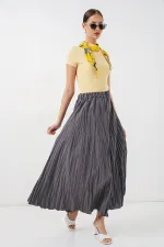 Jupe longue froissée pour femme 8042 - Anthracite