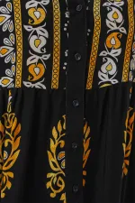 Robe hijab à motifs authentiques 2423 - Noir 13