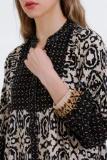 2423 Authentic Patterned Hijab Dress - Black4