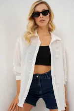 Chemise longue oversize pour femme 20320 - Blanc