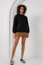 Sweat-shirt oversize brodé 55443 - Noir