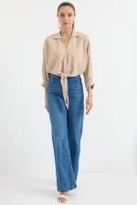 Chemisier drapé oversize 905 - Beige