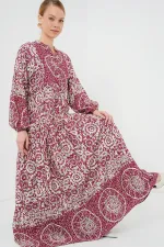 Robe hijab à motifs authentiques 2423 - E. Fuchsia