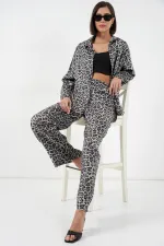 Ensemble deux pièces imprimé léopard 6699 - Anthracite