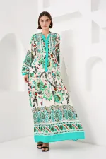 Robe hijab à motifs authentiques 2423 - Verte