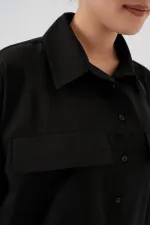 Women's Pocket Detailed Oversize Shirt 20313 - Black