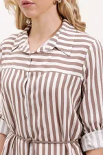 5629 Striped Belted Dress - Mink